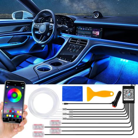 Bande LED pour intérieur de voiture, 6,5 m, Éclairage intérieur néon, 12 V RVB, Étanche, Avec application, Éclairage d'ambiance contrôlable, Musique et éclairage de plancher (1/5)