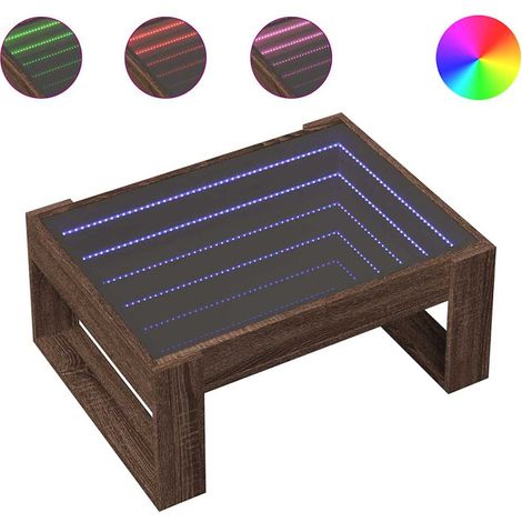 Maison Exclusive - Couchtisch mit Infinity-LED Braun Eichen-Optik