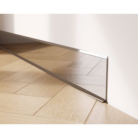 Battiscopa decorativo in acciaio inossidabile per parete e muro - 10 cm x 270 cm - Argento Lucidato