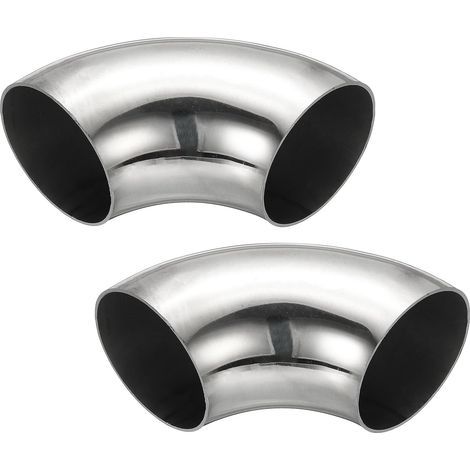 2pcs Coude À 90 Degrés Mandriné, 60mm OD En Acier Pour Échappement Raccord De Tuyauterie Inoxydable 304 Main Courante Escalier HVAC - (1/5)