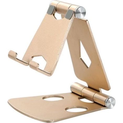 Support Téléphone - Aluminium - Double Pliable - Ajustable 360° - Antidérapant - 1 Pièce (1/4)