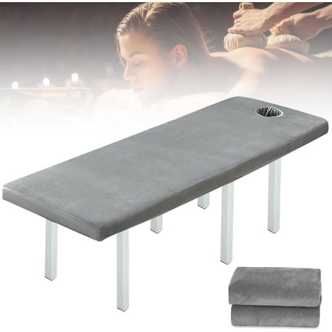 Housse de protection pour table de massage avec trou, velours cristal épais, lavable, housse de couette, 190 x 80 cm, pour toutes les tables de massage ou de traitement, hyperélastique (1/5)