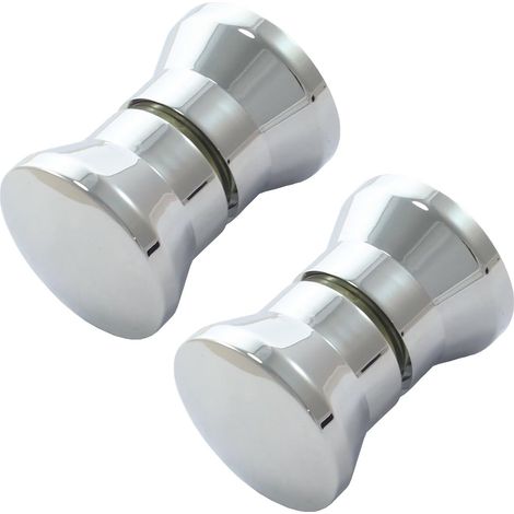 Poignées de porte de douche, 2 paires, rondes, chromées, poignées pour porte en verre, poignées de tirage, pièces de rechange pour cabine de douche, paroi de douche de séparation (02XT-LS) (1/5)