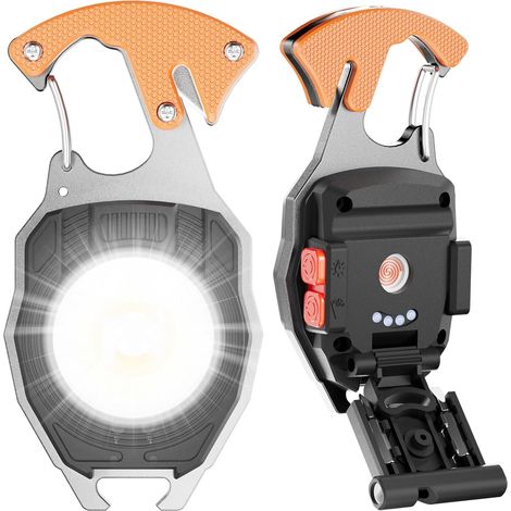 Mini lampe porteclés COB 7 modes, rechargeable, base magnétique, idéale pêche, vélo, randonnée, ultra pratique (1/5)