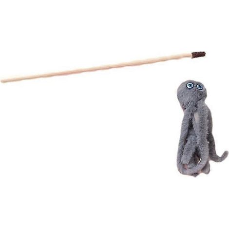 Oktopusförmiges Katzenspielzeug mit langem Stab, interaktivem Federwedel und tentakelartigem Plüschtier zur Anregung des Jagdinstinkts.