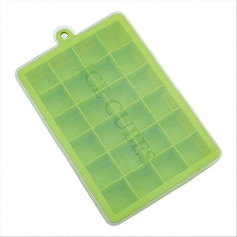 Silikon-Eiswürfelform mit 24 Fächern, große quadratische Form mit Deckel C (1/5)