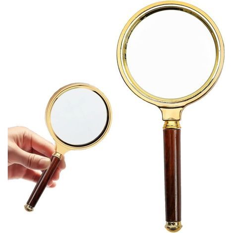 BUNTHAUS CSPARKV Loupe de Lecture 10X loupe 80 mm et Miroir incassable pour Lecture Haute clarté et Poids léger pour Seniors Loupe de Lecture avec bijoulier Artisanat Livres Loisirs (Or/Rouge)