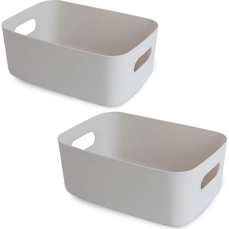 Lot de 4 boîtes de rangement en plastique gris, petits paniers de rangement, organisateurs pour la maison et le bureau, 24,4 x 16 x 11,9 cm (1/5)