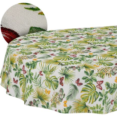 Nappe enduite Papillons Feuilles Brise Ovale 220x140 cm Anti-Taches (1/5)