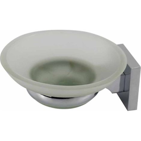 Porta sapone da parete in acciaio piattino in vetro satinato fissaggio con viti o senza viti biadesivo accessori arredo bagno (1/2)