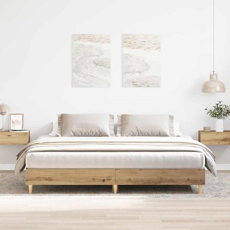 Estructura de cama sin colchón roble artesanal 160x200 cm