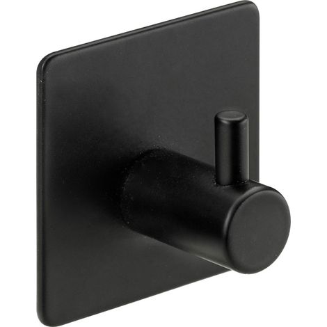 Hettich Garderobenhaken selbstklebend 1 Haken Stahl 4,5 x 4,5 x 2,8 cm schwarz matt Garderobenhaken
