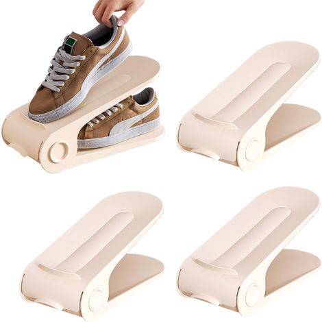 Organizador de zapatos - 4 piezas ajustable de doble nivel - Organizador de armario para dormitorio, debajo de la cama, gimnasio, garaje, baño, tocador (1/5)
