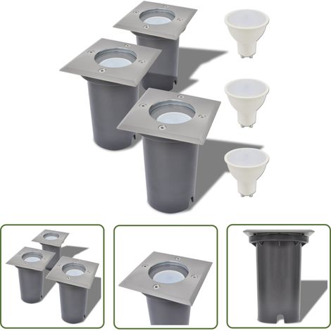 The Living Store Lampes au sol à LED d'extérieur 3 pcs carré - Lampe De Sol Extérieure - Éclairage Extérieur - Lampadaire Extérieur - Luminaire Led - Lumières Extérieures (1/5)