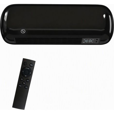 Chauffage mural électrique 2000 W avec 3 modes, affichage LED, thermostat, minuterie et oscillation, noir (1/5)