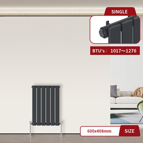 Warmehaus Flat Radiator Anthracite Horizontal 600 x 408mm Single