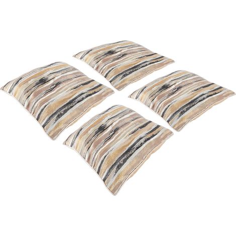 Set of 4 Decorative Square Striped Cushion Covers, Neutral and Modern Cushion Covers, Bohemian Style, Ideal for Living Room, Bedroom and Sofa (50.8x50.8cm / 20x20 (1/5)