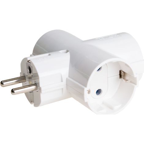 Schuko-Adapter Dreifach 2p+t 16a 250v Weiß