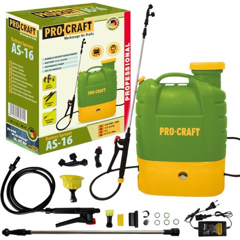 Procraft AS-16 Pulvérisateur à batterie 12 V 16 l 5,5 bar + batterie intégrée 8,0 Ah + chargeur (1/5)