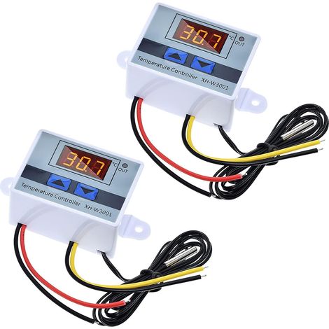 Lot de 2 modules de contrôle de température numérique LED avec sonde étanche, thermostat de refroidissement programmable (1/5)