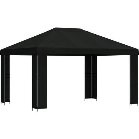 Gazebo 4 x 3 m Black Polyester and Steel 190 gsm vidaXL