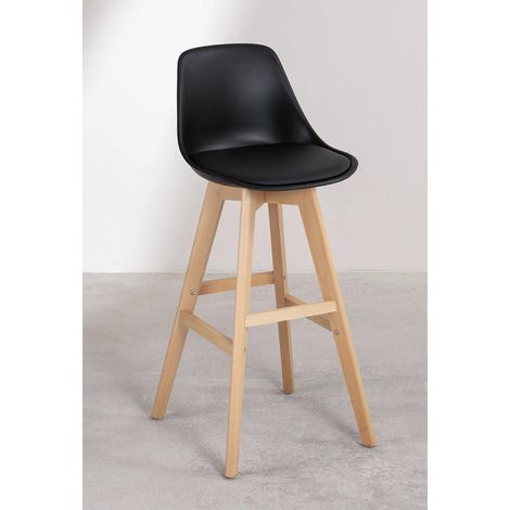 ORION91oficial® - NOVEDAD Taburete alto 75 cm en madera de haya, polipropileno y polipiel negra - spaziOrion91 - Pack x2 (1/5)