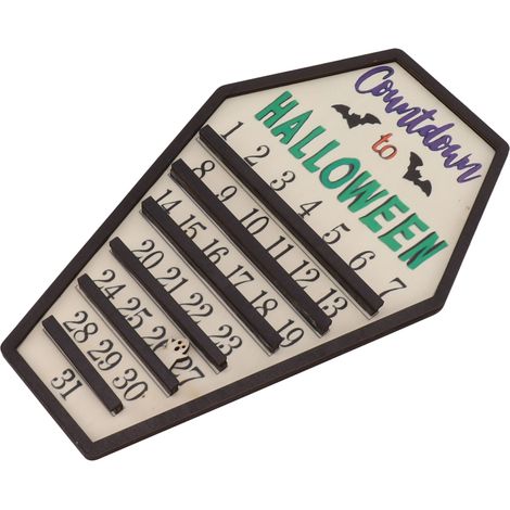 Calendrier de l'Avent Halloween réutilisable, panneau en bois animé à faire soi-même, décoration de bureau pour la maison (1/5)
