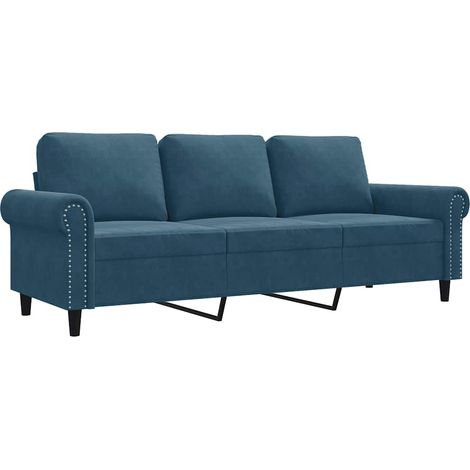 Canapé  Sofa à 3 places Bleu 180 cm Velours (1/5)