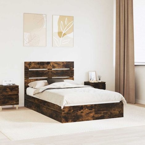 Aufbewahrungsbett Geräucherte Eiche 135 x 190 cm Holzwerkstoff