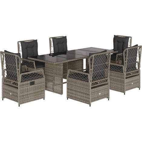 Maison Exclusive - Set comedor jardín 7 pzas y cojines ratán sint (1/5)