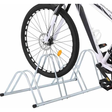 vidaXL Soporte para 4 bicicletas suelo independiente acero galvanizado (1/2)