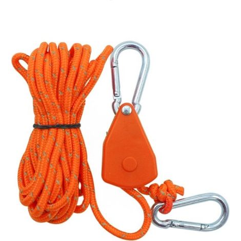 4 pièces cordes à cliquet réglable, tendeur voile ombrage, sangle pour lampes ou plantes en extérieur et intérieur orange (1/3)