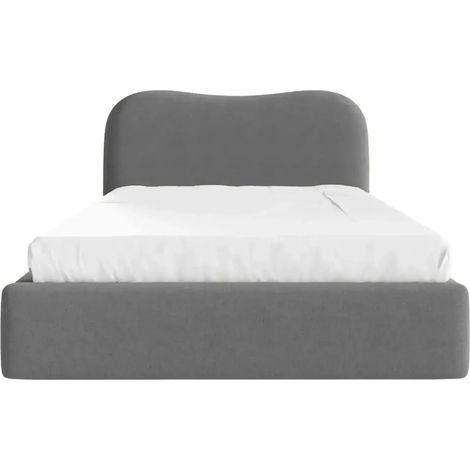 JULIETTE - Lit coffre tissu chiné Gris foncé 200x200cm (1/5)