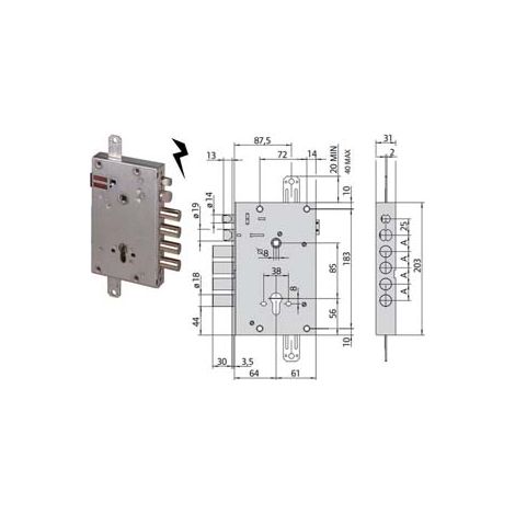 ELETTROSERRATURA TRIPLICE APPLIC. CIL. EUROPEO PORTE BLINDATE 15515  mm.64 (15515480)    CISA