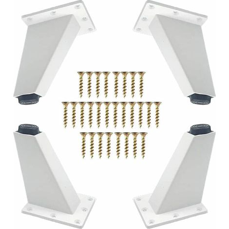 Juego de 4 patas triangulares ajustables de 8 cm para muebles, con tornillos para sofás, armarios y mesas, color blanco. (1/4)