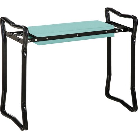 Tabouret pliable pour jardin avec protection genoux en mousse EVA et cadre acier, 58 x 28 x 49 cm, vert foncé (1/5)