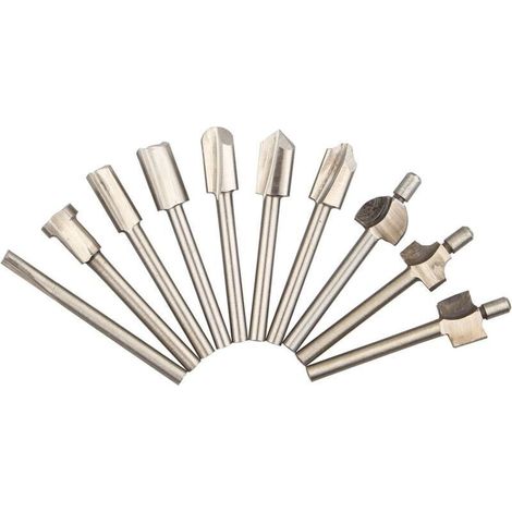 Fraise Router HSS - Tige 3,17 mm - Pour Bois Plastique Métaux - Découpe Rainurage Meulage Polissage - Lot de 10 Pièces (1/5)