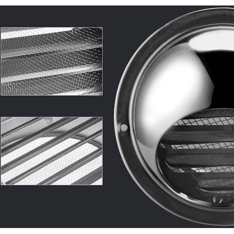 2pcs Aérateur Rond avec Grille en Acier Inoxydable Grille Ronde Couvercle de Ventilation Sortie d'évacuation Mural Bouches d'aération 100mm (1/3)