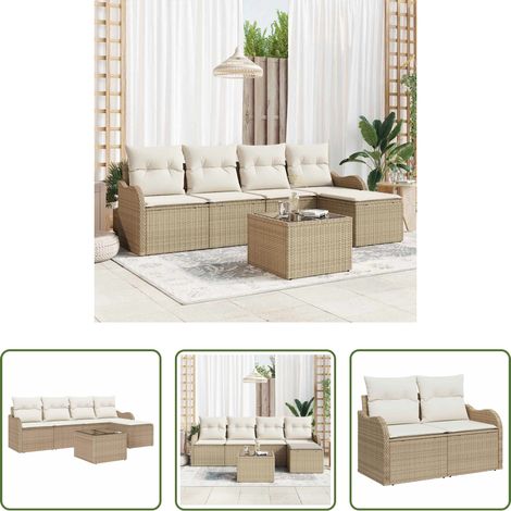 vidaXL Canapé extérieur marron - Ensemble de canapé de jardin 6 pcs Marron Poly rotin (1/5)