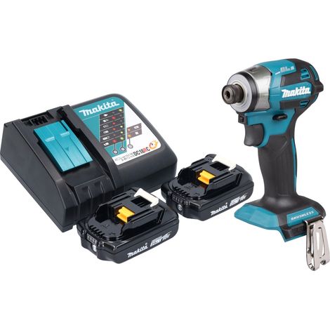 Llave de impacto sin cable Makita DTD 173 RA 18 V 180 Nm 1/4" sin escobillas + 2x batería recargable 2,0 Ah + cargador