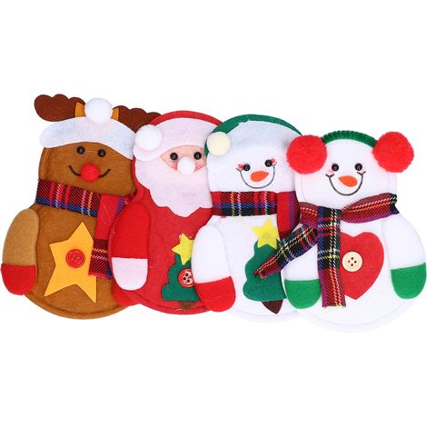 Kit de 8 pièces pour fabriquer soi-même un bonhomme de neige en feutrine, doux et raffiné, idéal pour décorer les sapins de Noël, les chaussettes de Noël et les cheminées. (1/5)