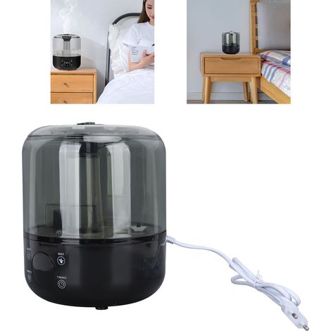 Großvolumiger Dual-Jet-Luftbefeuchter, 3 Liter, hohe Nebelleistung, geeignet für den Einsatz zu Hause und im Büro, schwarz. (1/5)