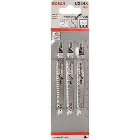 Bosch 3x Stichsägeblatt U 234 X Progressor for Wood - 2608633525
