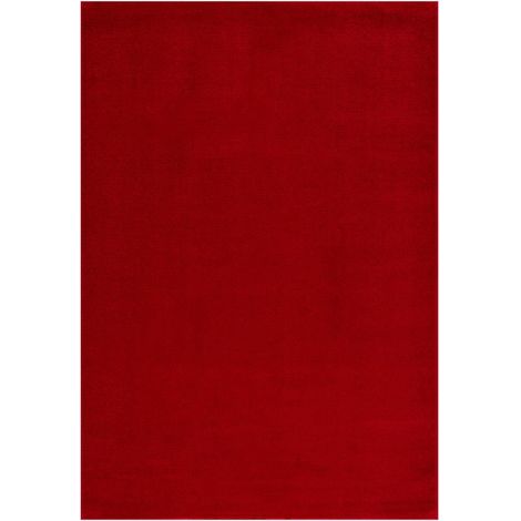 Tapis salon et chambre 200x290 rouge rectangle tissé motif uni NOSSA