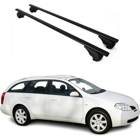 OMAC Dachträger Querträger für Nissan Primera III 2002-2007 5Tür – Abschließbar – Max. 75 kg – 2 Stangen Stahl Schwarz (1/5)