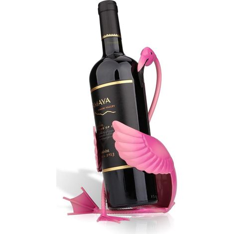 Porte-bouteille flamant rose, porte-bouteille en métal, sculpture (1/5)