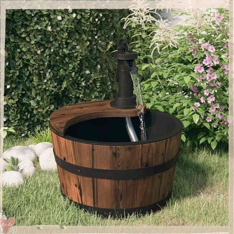 363334 Fontaine à eau avec pompe 28x28x34,5 cm Bois de sapin massif (1/5)