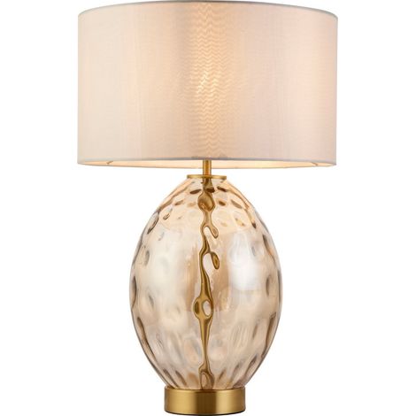 Lampe de table tactile laiton verre gaufré E27 Endon (1/5)