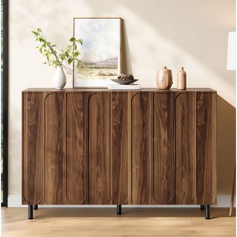 Scarpiera e credenza a 3 ante, 120 x 37 x 80 cm, ripiani regolabili, noce DESVIAE (1/5)
