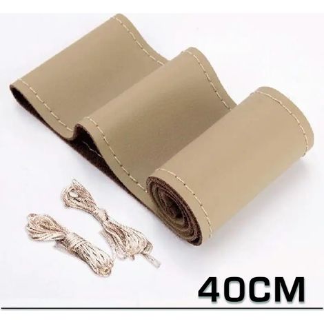 (Beige - 40 cm) Housse de volant universelle tressée extra large en similicuir souple et antidérapant, accessoires intérieurs auto (1/3)